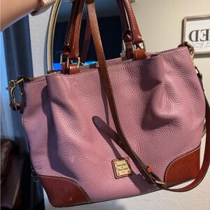 Dooney & Bourke purple/pink and Brown Leather Tote Bag